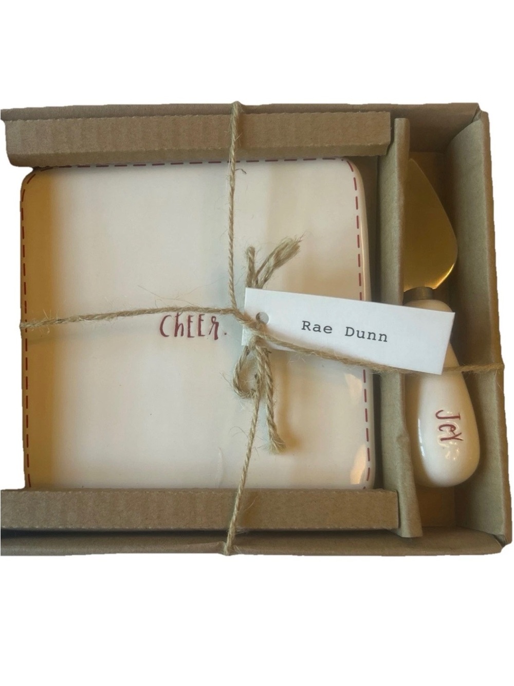 NEW In Box Rae Dunn “Cheer” Cheese Platter with Joy Knife
